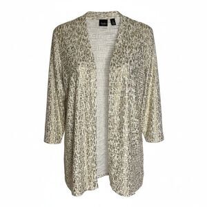 Chico's Travelers Collection Cardigan Jacket Sz 2 L Metallic Burnout Lightweight